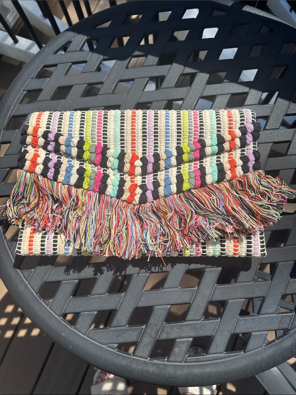Stella & Dot Multicolor Woven Fringe Clutch - Women's Handbag